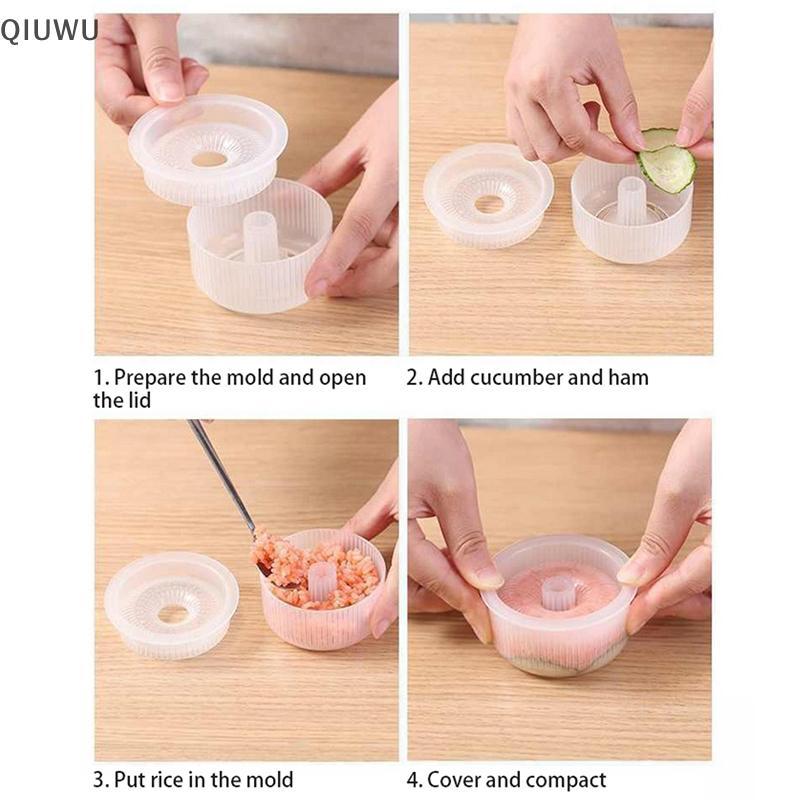 QIUWU 2 Chiếc Sáng Tạo Sushi Donut Shape Maker Rice Ball Mold Nhà Khuôn Cơm Chống Dính.