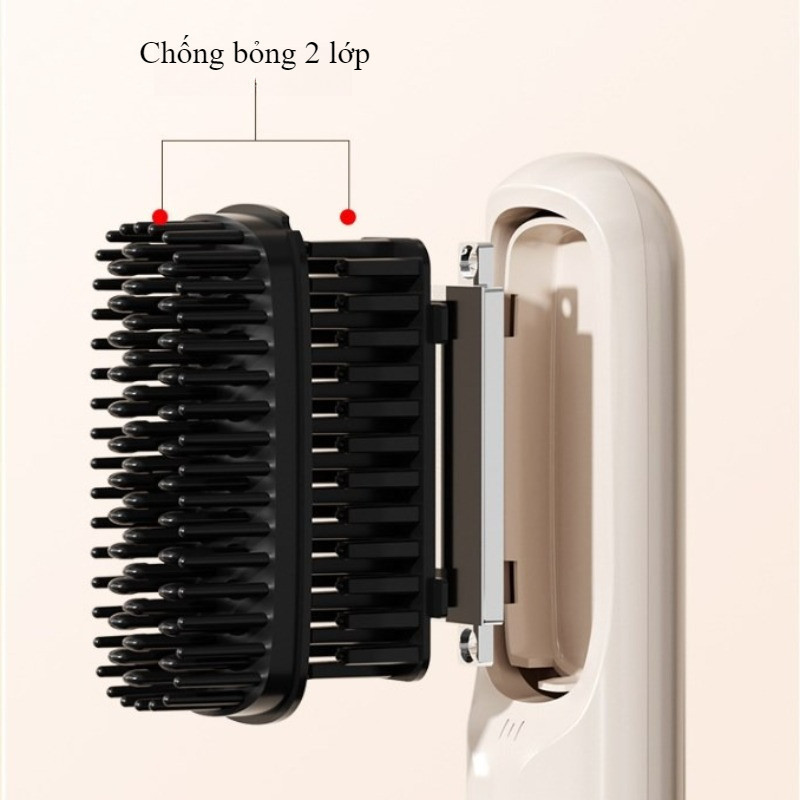 Lược duỗi tóc không dây sạc pin, 3 mức nhiệt chống rối ion âm, thiết kế cầm tay tiện lợi cho nữ