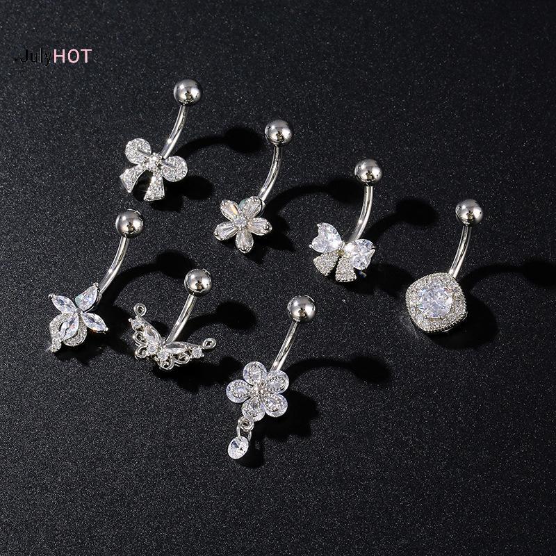 Nhẫn rốn bướm hoa thép không gỉ - Trang sức gợi cảm dành cho nữ và bé gái