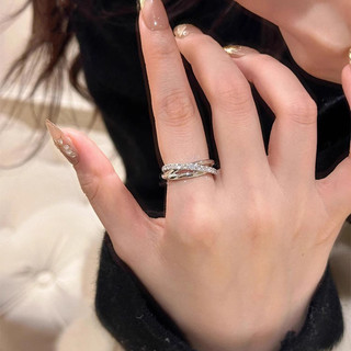 Nhẫn zircon ba vòng phong cách thời trang, mát mẻ