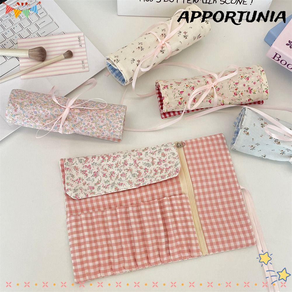 Nhà vệ sinh mỹ phẩm APPORTUNIA, Túi đựng cọ trang điểm hoa, Bút chì dung tích lớn cầm tay