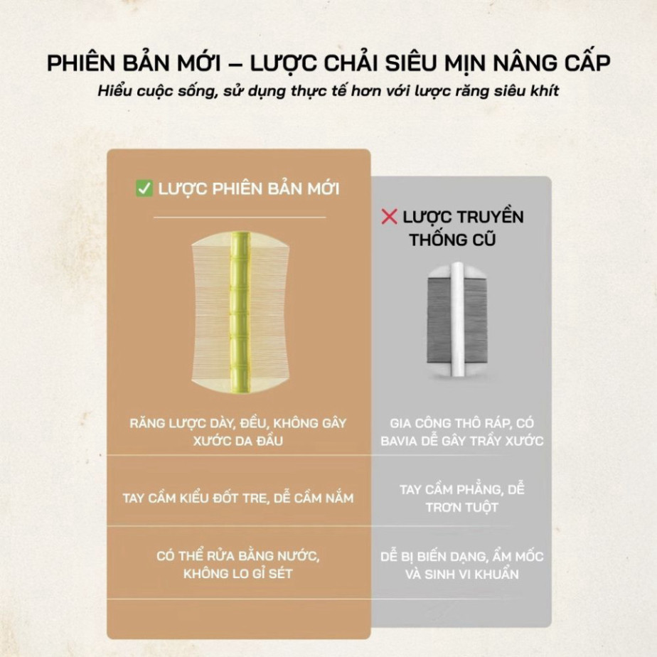 【COD】Lược trúc chải gàu thiết kế truyền thống, nhẹ nhàng loại bỏ vảy gàu và bụi bẩn trên da đầu một cách sạch sẽ.