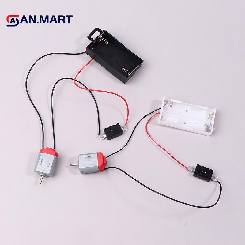 AN.MART Bla White 130 Bộ Động Cơ Với Hộp Bảo Quản Và Công Tắc Pin 2xAA 16500 RPM Mini DIY Mô Hình Mạch Động Cơ Điện Tử Bộ VN