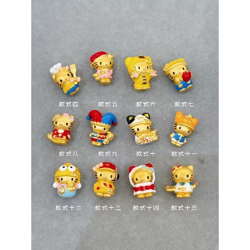 Cát Vàng Men HelloKitty Vòng Tay Chuyển Hạt Mặt Dây Chuyền kt Mèo Hello Kitty Dễ Thương Đính Hạt Tự Làm Phụ Kiện Nữ
