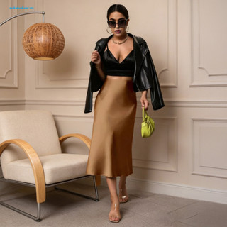 Váy Midi Satin Mỏng Thanh Lịch, Viền Vải Mịn - Phù Hợp Đi Tiệc, Du Lịch và Công Sở