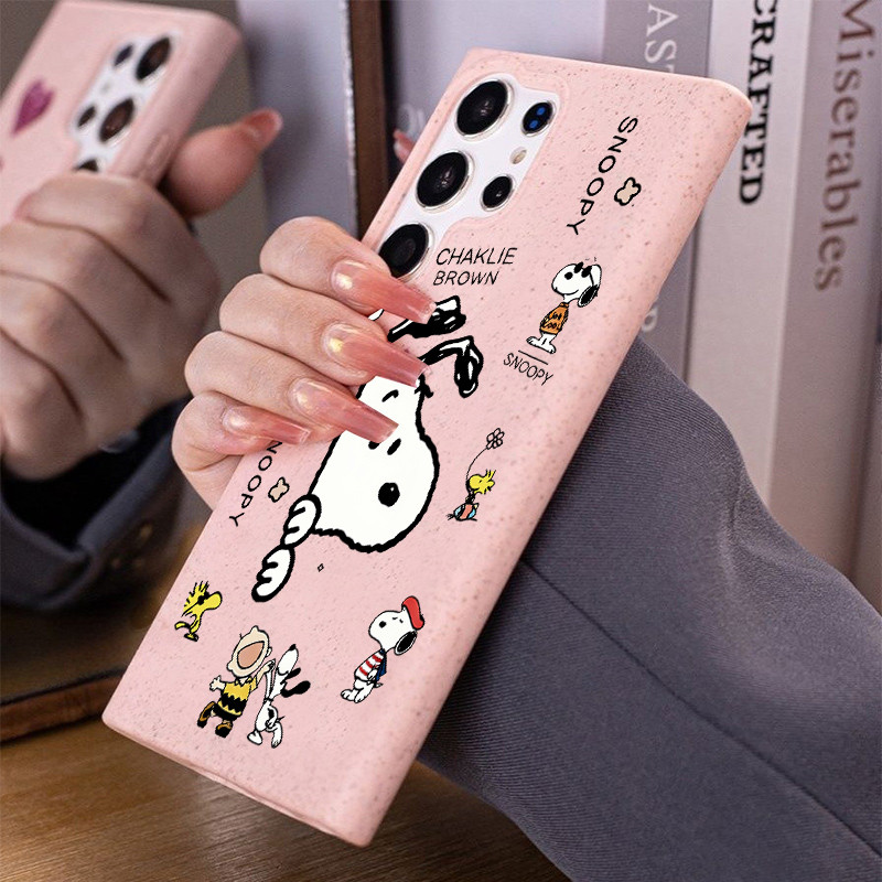 Ốp điện thoại mềm ống hút lúa mì thân thiện với môi trường "Dễ thương Snoopy" cho Samsung S26 Ultra S25 Ultra S24U S25FE A56 A55 S23 U / S22 / S20 FE A17 A07 Vỏ Samsung chống sốc