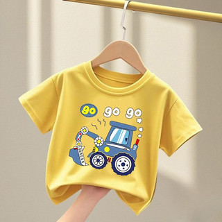 Máy Xúc Bé Trai Hoạt Hình Đồ Họa Áo Trẻ Em Mùa Hè Tay Ngắn Thoáng Khí Mềm Mại Thường Ngày Playwear Top