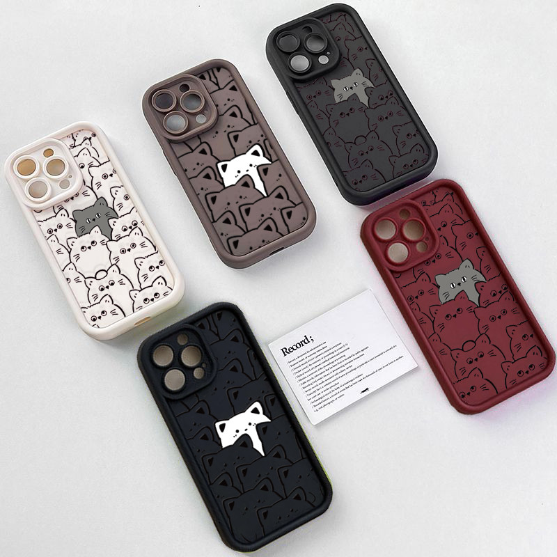 Ốp Điện Thoại Cho Samsung Galaxy M15 M16 F06 M20 M23 M30S M51 M31 M54 A70 A01 So Cặp Đôi Mèo Hoạt Hình Dễ Thương Bumber Silicon Chống Sốc