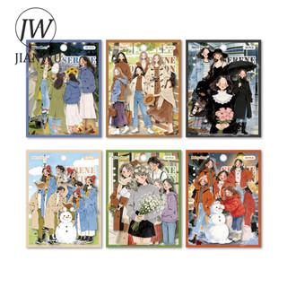 JIANWU Bộ sưu tập giải trí Dòng nhân vật hoa Kawaii Vật liệu phong cảnh CollagePET Sticker Tạp chí sáng tạo Văn phòng phẩm