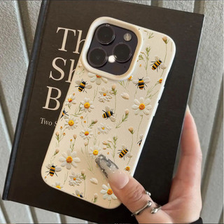 Ốp Điện Thoại Cho Iphone 11 12 13 Pro Max 11 Pro XR XS Max 7 8 Plus SE2020 Ốp Lưng Điện Thoại Di Động Ong Dễ Thương Hoa Cúc Hoa Văn Lichee Chống Sốc Da PU Chống Va Đập Thời Trang Màu Kẹo