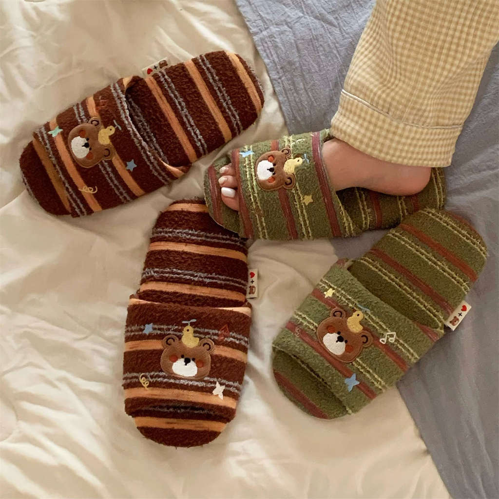 XIXITIAO Dép Cotton Đế Mềm Phil Island Gấu Dễ Thương Nam Nữ Nhà