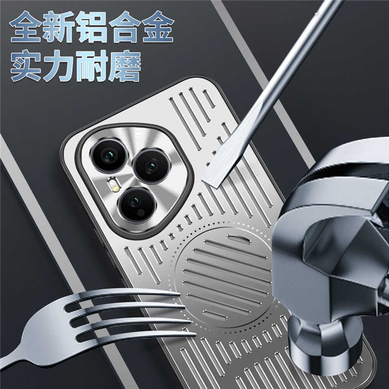 Ốp điện thoại rỗng hợp kim nhôm cho Honor 400 Pro 300 200 100 90 80 Pro Vỏ bảo vệ viền mềm chống rơi Vỏ tản nhiệt mùa hè Vỏ từ tính
