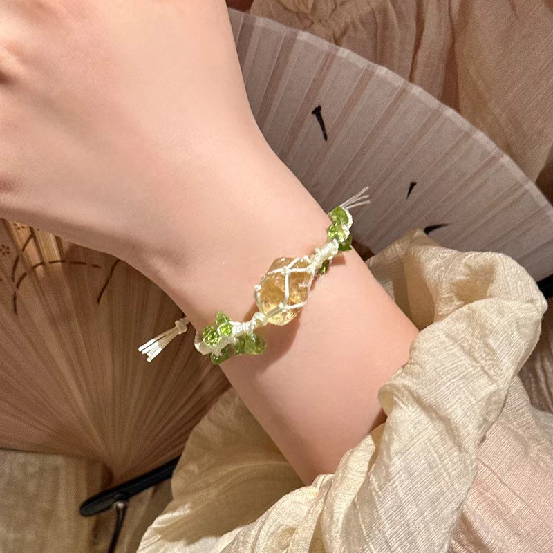 Vòng tay nữ dệt từ đá thô tự nhiên, phong cách cổ điển Trung Quốc
