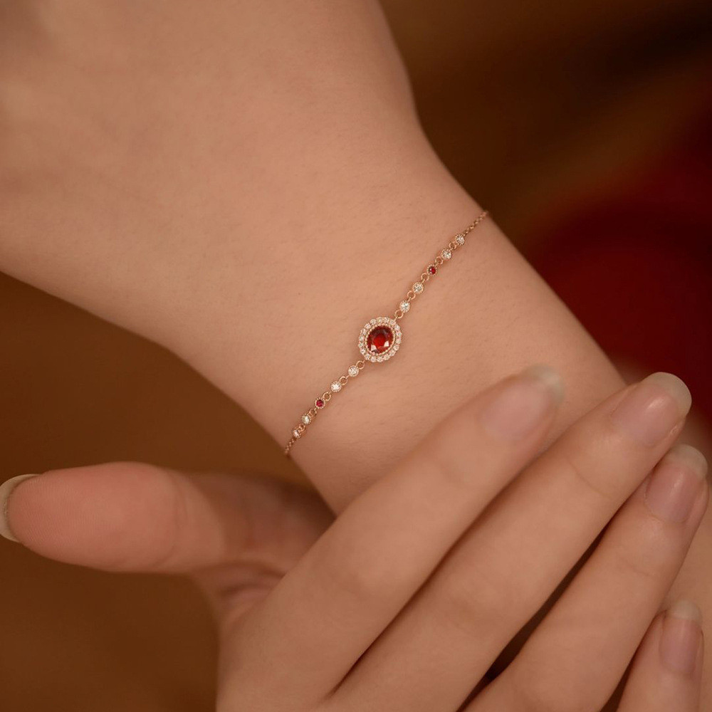 Vòng tay nữ đa năng với kim cương và ruby, phong cách Pháp