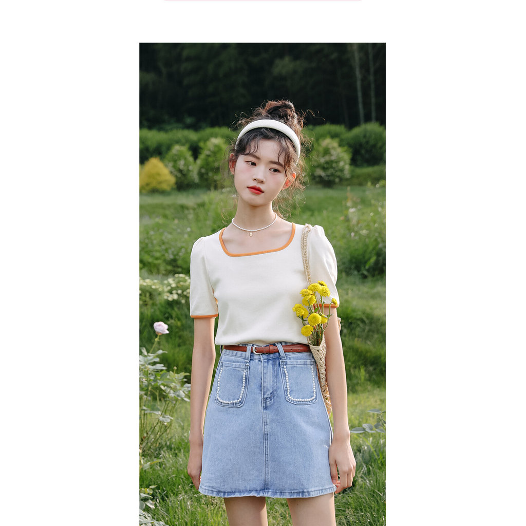 Mutu Áo Sơ Mi Phong Cách Pháp Cổ Vuông Cho Nữ - Mùa Hè Trend