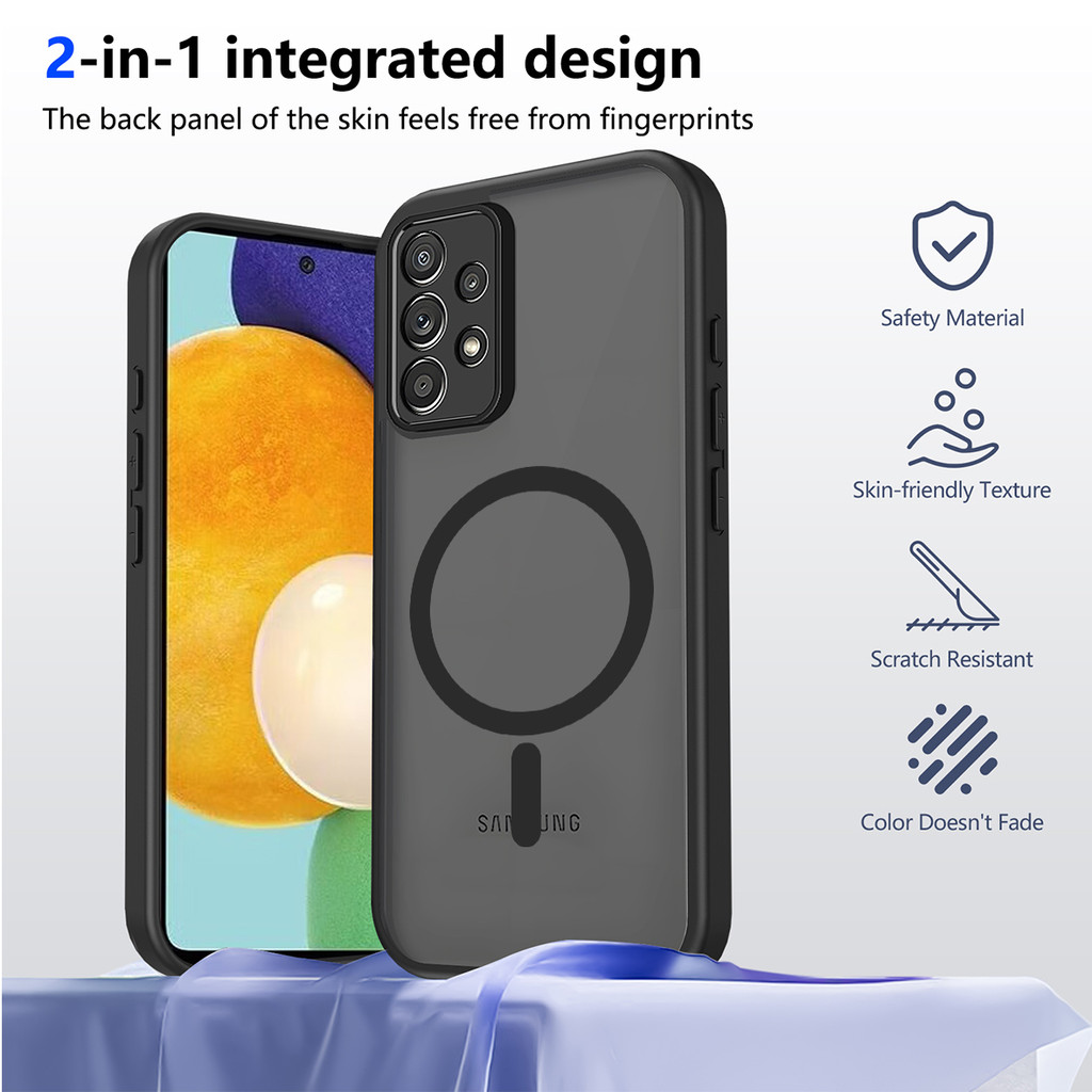 Ốp lưng Samsung A53 5G Vỏ thu hút từ tính màu đen mờ cho Ốp điện thoại Samsung Galaxy A53 5G
