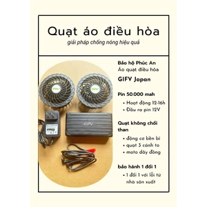 Bộ 2 Quạt Rời Áo Điều Hòa Nhật Bản Cao Cấp không chổi than 12V, 7.4V Siêu mạnh, Chống nước
