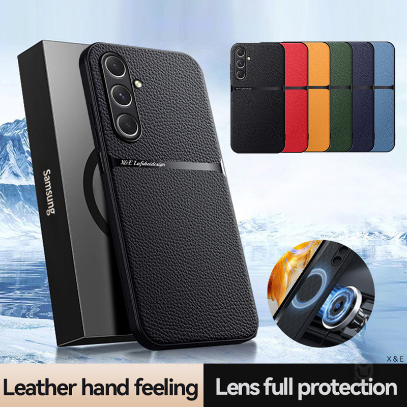 Ốp Lưng Cho Samsung Galaxy A57 A37 A17 A16 A26 A36 A56 A55 A35 A25 A15 A54 A34 A53 A52S Vỏ Bảo Vệ Ống Kính Chống Sốc Từ Tính Da PU