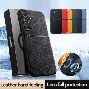 Ốp Lưng Cho Samsung Galaxy A57 A37 A17 A16 A26 A36 A56 A55 A35 A25 A15 A54 A34 A53 A52S Vỏ Bảo Vệ Ống Kính Chống Sốc Từ Tính Da PU