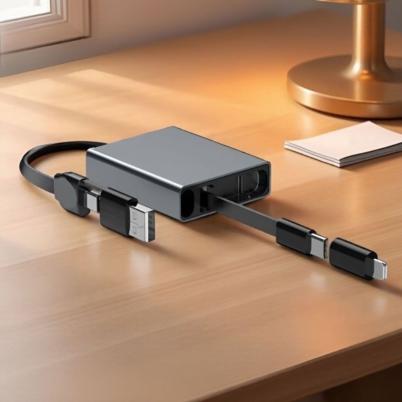 Cáp USB co giãn di động GODD với dây sạc kính thiên văn đầu ra 66W Kết cấu hợp kim nhôm cho nhiều điện thoại khác nhau