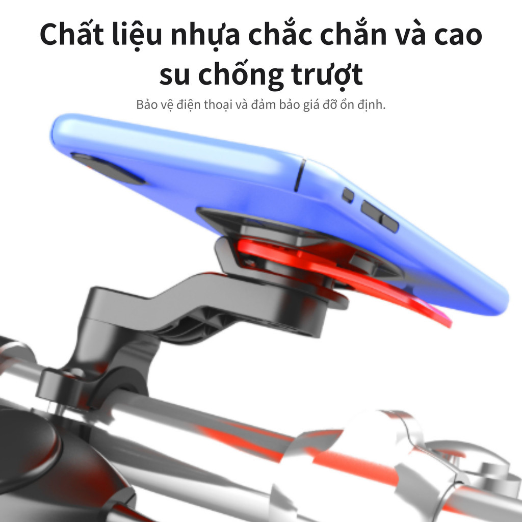 Giá Đỡ Điện Thoại Chống Sốc Đa Năng - Kẹp Tay Lái 22.2-28.6mm, Xoay 360°, Dùng Cho Xe Máy & Xe Đạp