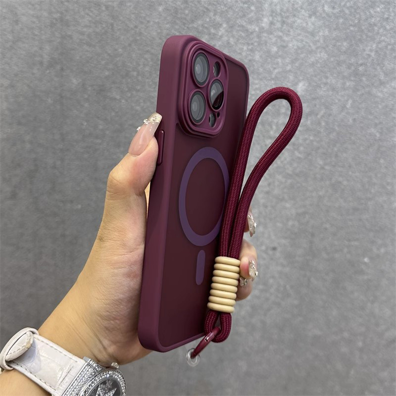 Vỏ silicon mờ chống vân tay bán trong suốt cho iPhone 17 Air 16 15 14 13 12 Pro Max có dây đeo chống sốc