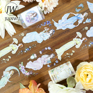 JIANWU 60mm * 200cm Vintage Cô Gái Hoa Nhân Vật Phong Cảnh Chất Liệu Cắt Băng Thêu Sò PET Sáng Tạo DIY Tạp Chí Văn Phòng Phẩm