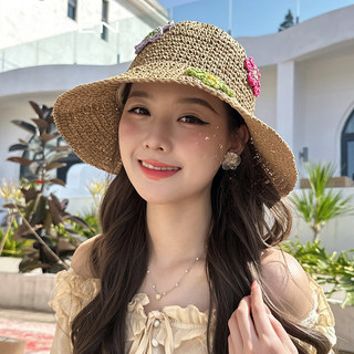 YI FEN Xuân Hè Tay Ba Chiều Mũ Chống Nắng Hoa Phong Cách Kỳ Nghỉ Đi Biển Mũ Chống Nắng