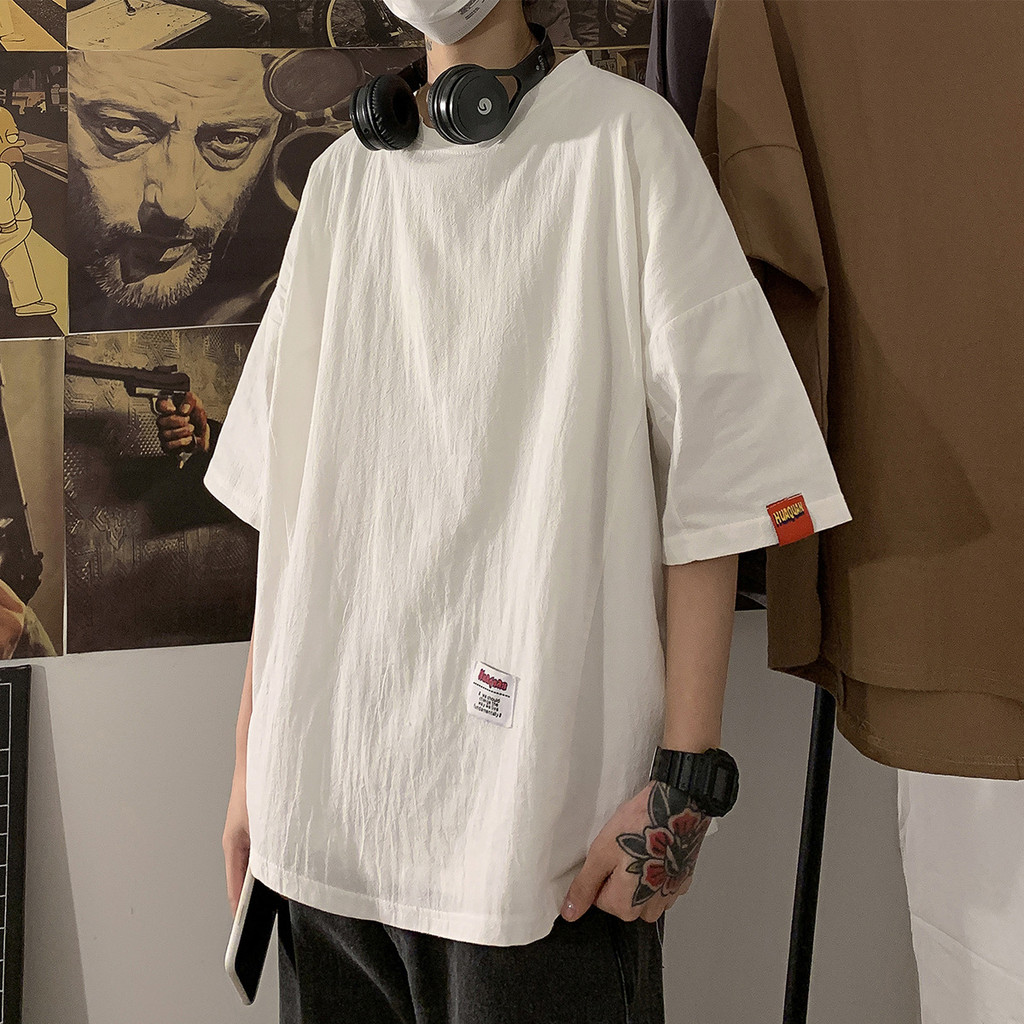 Áo thun cotton ngắn tay dành cho nam mùa hè, thiết kế oversize phù hợp mọi thân hình