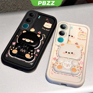 Ốp Lưng Cho Vivo v40 Lite vivo Y19S 4G y29s y04 Y29 4g V50 LITE 5G Vỏ Điện Thoại Vỏ Mềm Silicon Chống Sốc Thiết Kế Mới Thẩm Mỹ Gương Xoay Gấu Dễ Thương Có Giá Đỡ JTXXZJ01