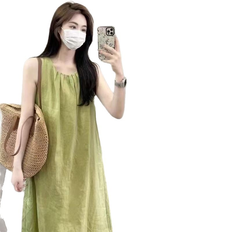 Đầm nữ mùa hè kiểu mới không tay, có đệm ngực, mát mẻ và thanh lịch, gợi cảm, thích hợp mặc ra ngoài.