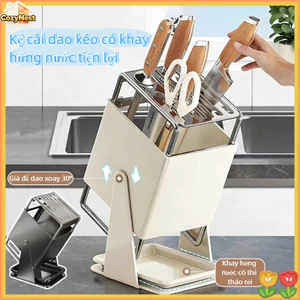 Kệ cài dao kéo có khay hứng nước tiện lợi, chất liệu thép chống gỉ bền bỉ, tiết kiệm không gian bếp
