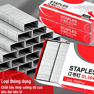 Ghim Bấm Giấy - Túi 5 Hộp Ghim Bấm Cứng Cáp, 1000 Kim Bấm Học Sinh Cho Máy Dập Ghim