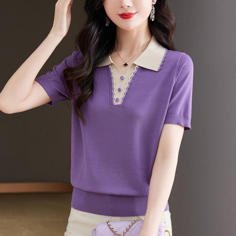 Áo sơ mi ngắn tay lụa kiểu phương Tây dáng rộng - thoáng khí và thoải mái