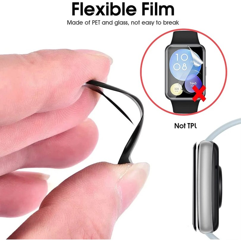 1-3 Chiếc Bảo Vệ Màn Hình Cho Huawei Band 11 10 9 8 7 Pro HD Trong Suốt Kính Cường Lực Cho Huawei Band 6 4 3 Pro Cong Đen Cạnh Kính Phim