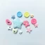 Set Charm Gấu Dâu và Ngôi Sao xanh Pastel Cute Kawaii Mini – Charm Nút Áo Tim Ngôi Sao Màu Sắc Trang Trí Dép