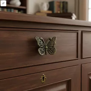 Núm tủ bướm hợp kim kẽm - Tay cầm kéo ngăn kéo một lỗ cổ điển cho cửa nội thất