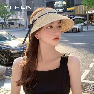 YIFEN Nơ Thoáng Khí Vành Lớn Mũ Chống Nắng Rỗng Top Nữ Mùa Hè Chống Nắng Sang Trọng Mũ Rơm All-Ma