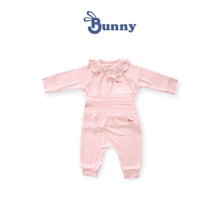 Bộ áo cài lệch quần cạp cao Bunny chất thun tăm Hàn mềm mại cho be 0-12M