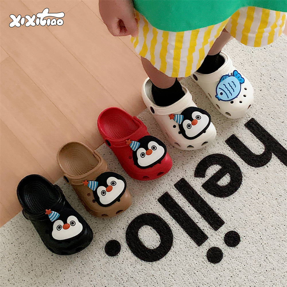 XIXITIAO Dép Bé Trai Bé Gái Đi Biển Mùa Hè Dễ Thương Chim Cánh Cụt Cá Trẻ Em