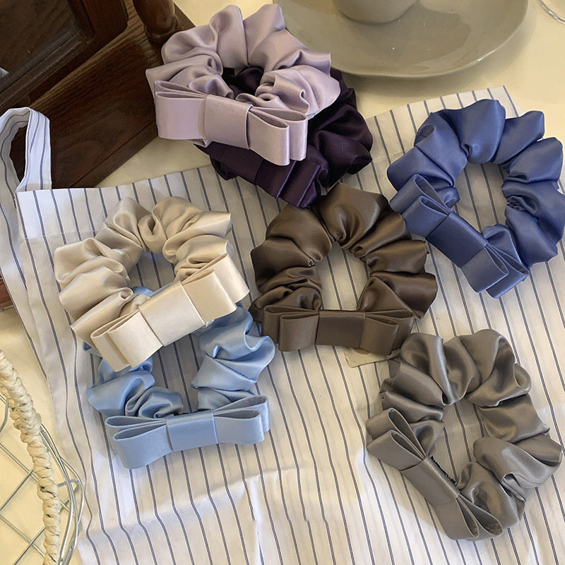 Hàn Quốc Scrunchie Satin Đơn Giản Cho Đuôi Ngựa