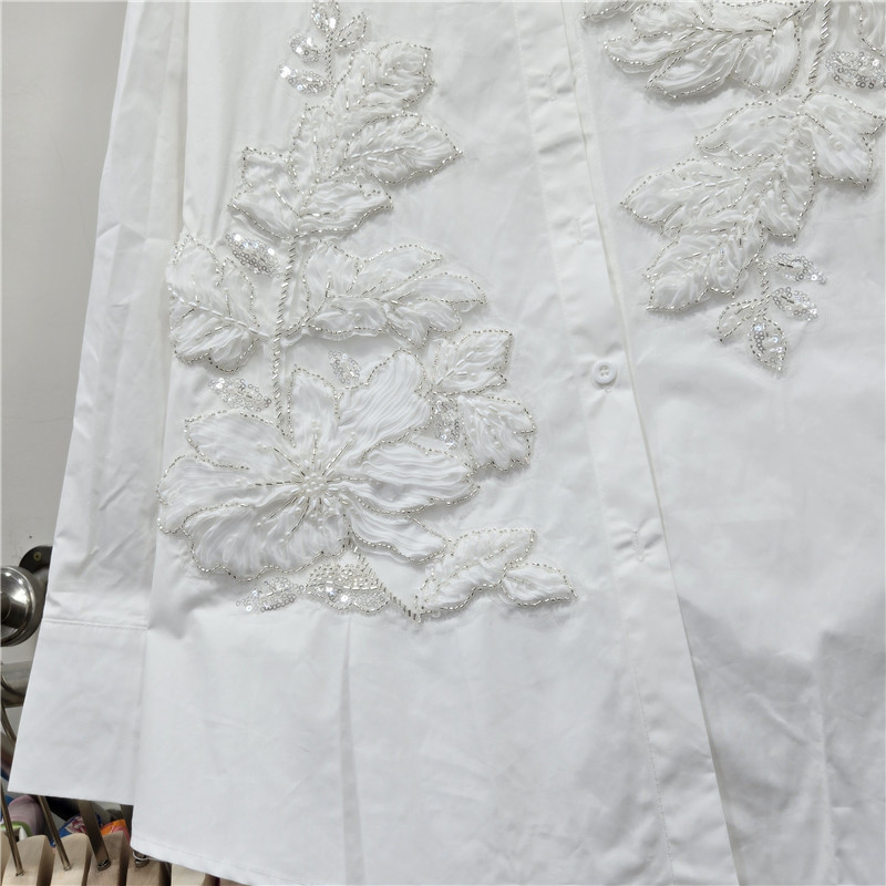 Trạm Phong Cách Công Nghiệp Châu Âu với Ren và Đính Hạt, Phù Hợp cho Áo Sơ Mi Mid-Length
