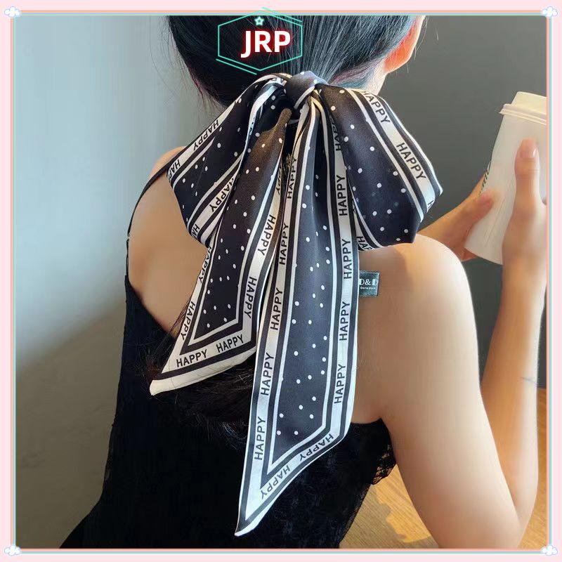 JRP - Khăn Tóc Duôi Ngựa Satin Hai Lớp, Thời Trang Mới với Ruy Băng Nơ