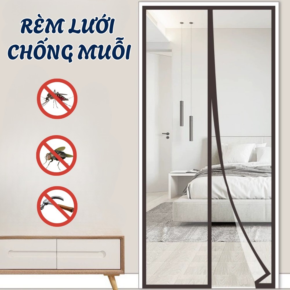 Rèm Chống Muỗi Richouse Nam Châm Hút Tự Động, Lưới Sợi Tổng Hợp PE + PP Chặn Côn Trùng Dán Tường