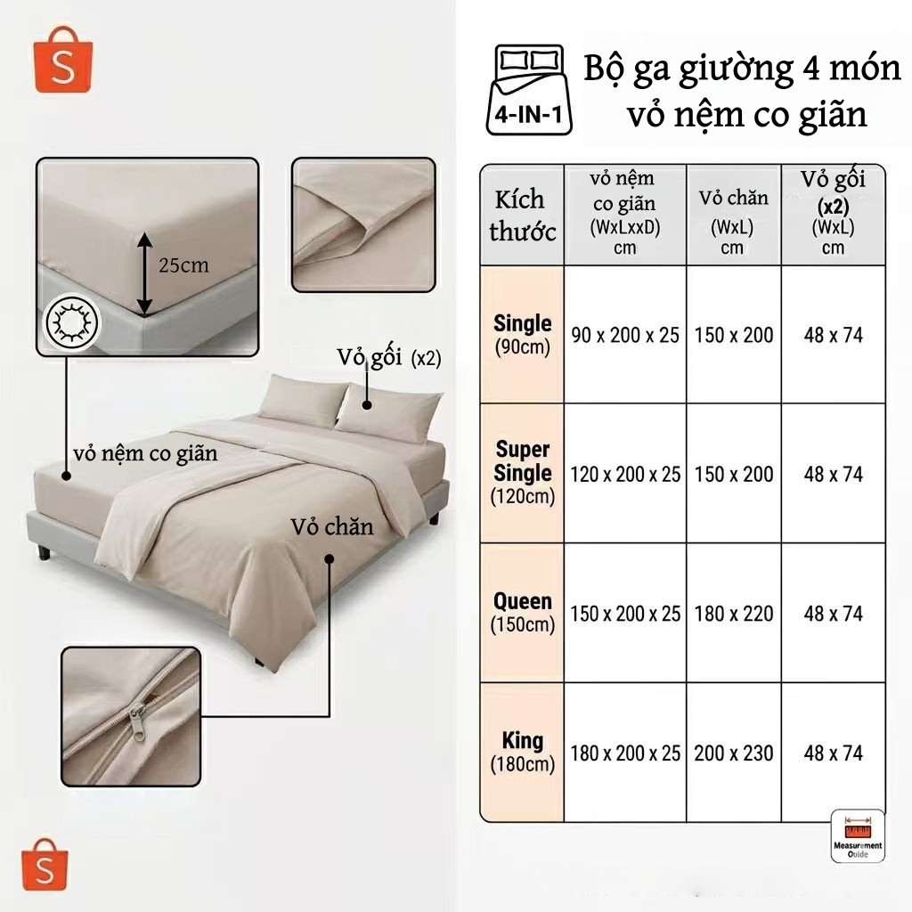 Bộ ga bọc nệm 4 món cotton giặt siêu mềm bền đẹp không co ngót phù hợp khách sạn nhà nghỉ