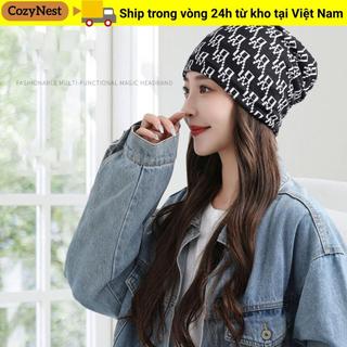 Khăn quàng cổ chất liệu cotton mềm mại từ thương hiệu CozyNest, họa tiết mùa thu đông dành cho phụ nữ, khăn đa năng trùm đầu và cổ