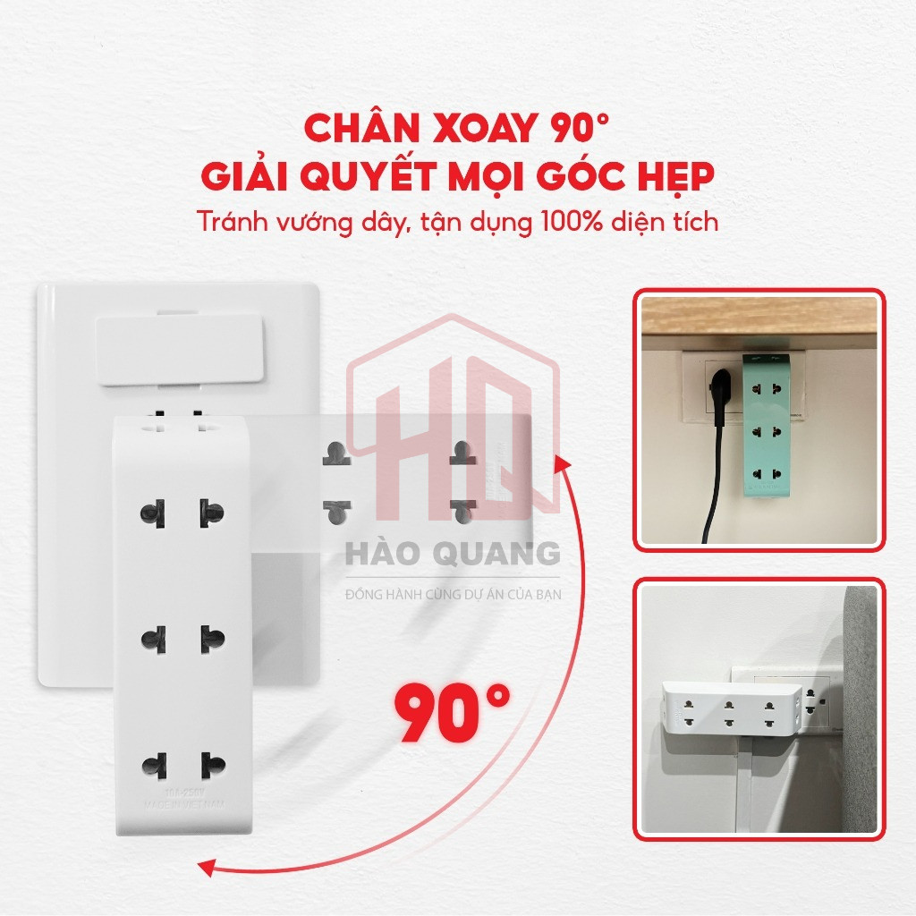 Ổ Cắm Chia Điện SOPOKA P25 Chống Tuột, Công Suất 2200W, Xoay 90 Độ, Dùng Cho Gia Đình & Văn Phòng