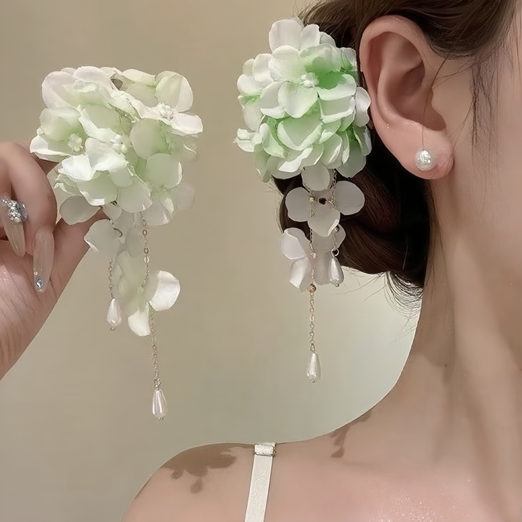 Phong Cách Mới Tinh Tế Hydrangea Tua Rua Kẹp Tóc Ngày Lễ Bầu Không Khí Đầu Ảnh Hoa Phụ Kiện Tóc