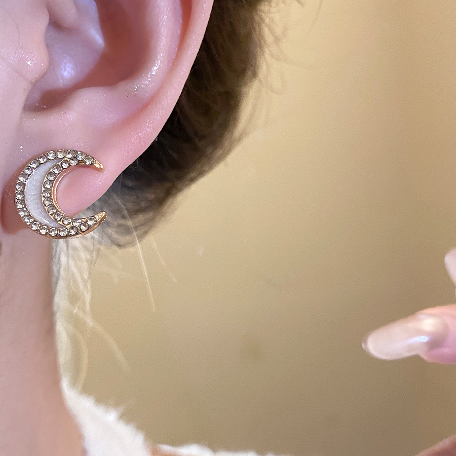 Bộ bông tai ngọc trai hoa nơ mặt trăng, style retro Pháp đơn giản, cao cấp dành cho nữ (10 cái)