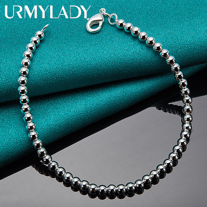 URMYLADY Vòng tay bạc 925 đính hạt, phù hợp cho nam và nữ, thời trang quyến rũ